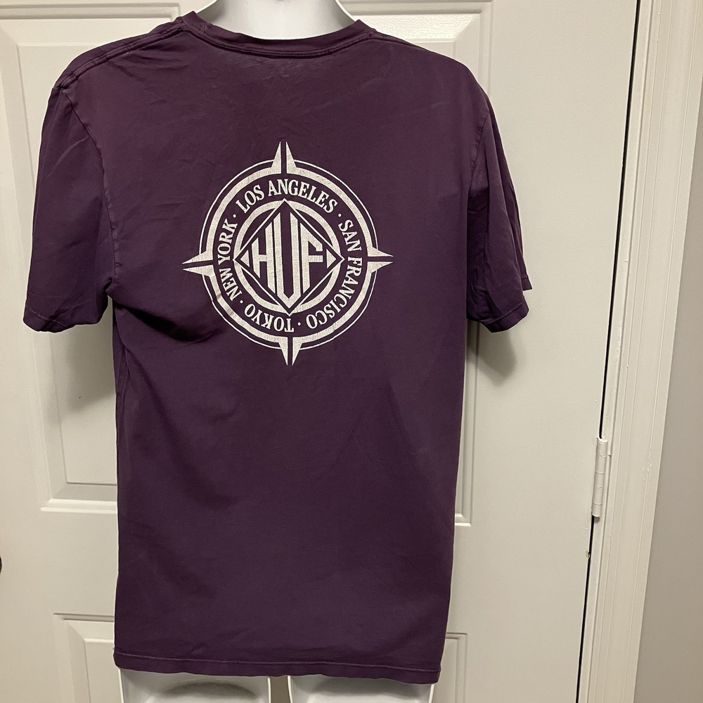 Huf Worldwide‎ Skateboard Sz Medium Shirt T-Shirt Tee Hufadelic Purple